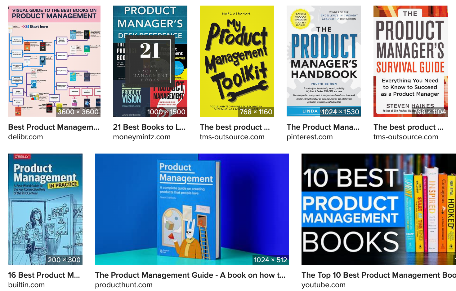 Google search of Product Management Book recommendations