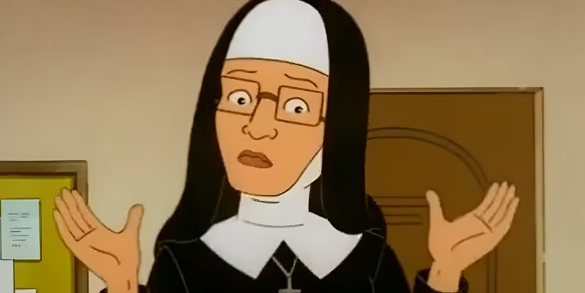 Still from King of the Hill, where Peggy Hill pretended to be a nun